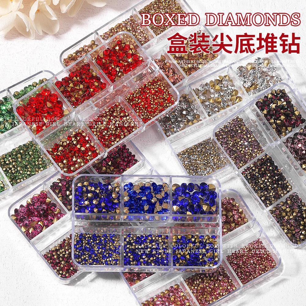 1 kutu SS4-SS20 Mix Boyutları AB Kristal Düz Geri Rhinestone Elmas Mücevher 3D Glitter Nail Art Dekorasyon Çivi Aksesuarları