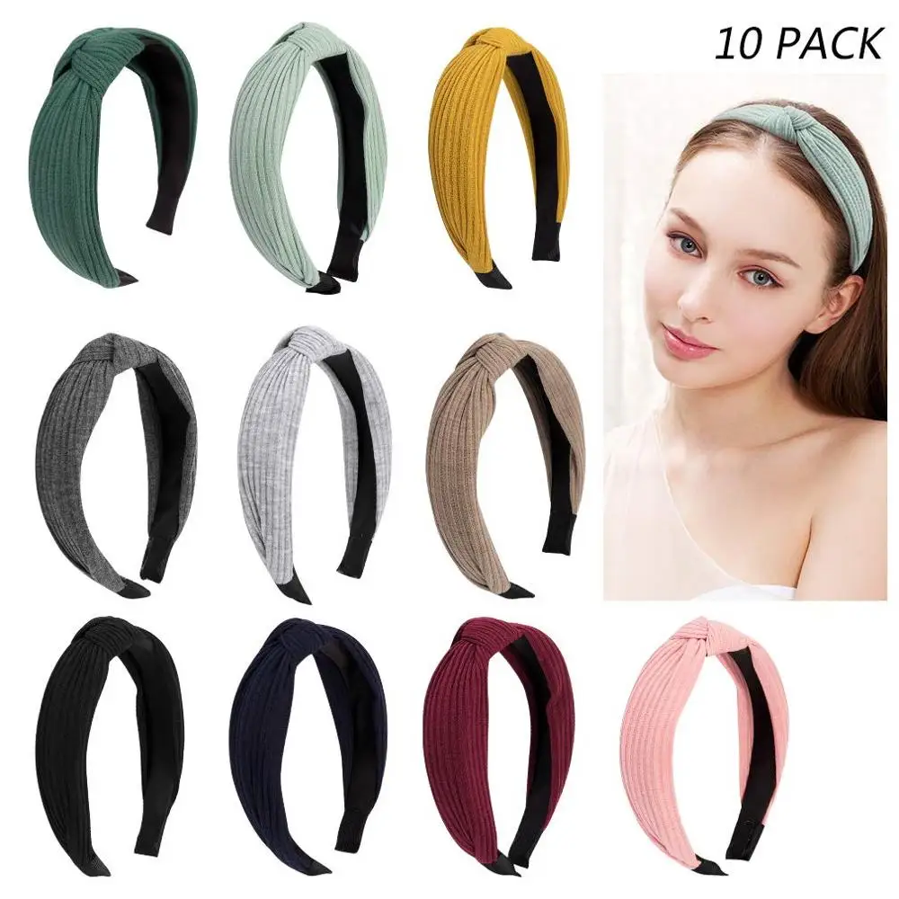 10 Renk Headwrap Yeni Üst Düğüm Kafa Bandı Hairband saç Aksesuarları Basit Kumaş Düz Renk Şapkalar Kadınlar Kızlar için