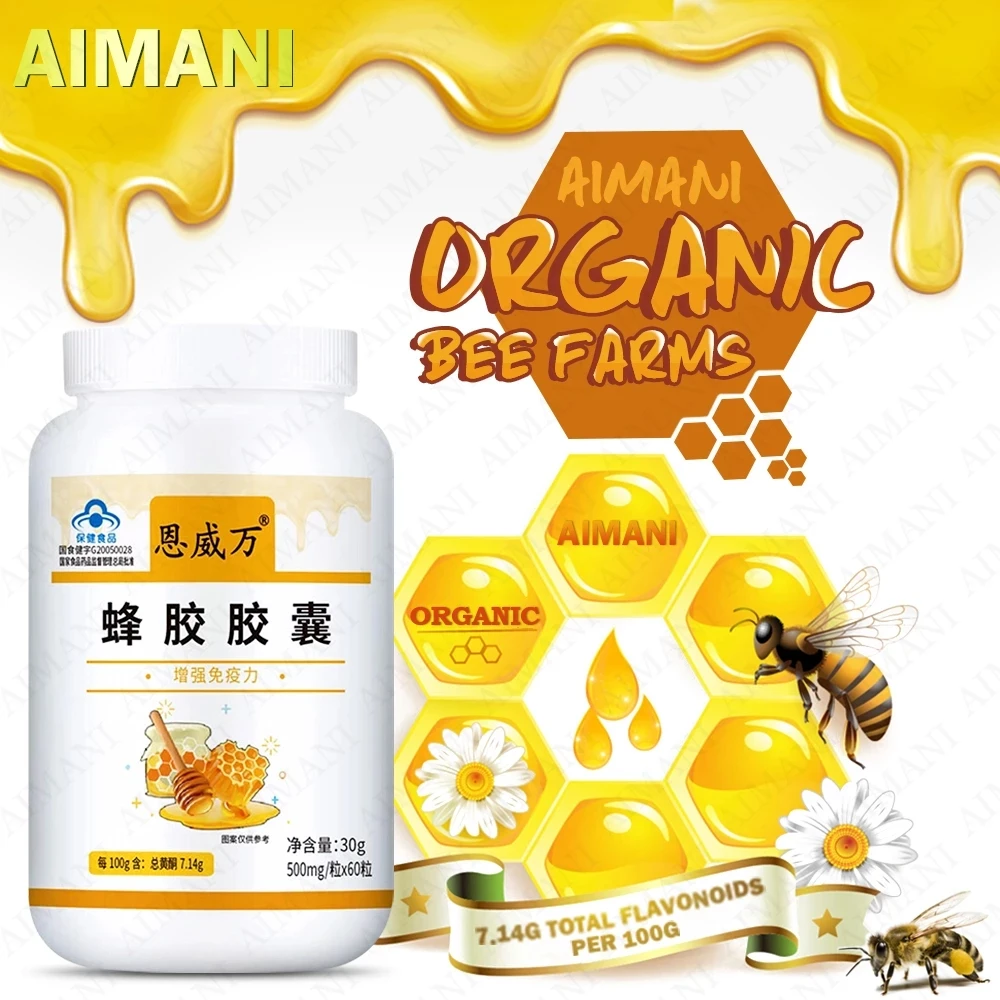 100 mg'lık Arı İyi arı sütü Organik Arı Çiftliği Güzellik Sağlık Gıda ile Flavonoit Propolis Kapsül Doğal Antioksidan Takviyesi 