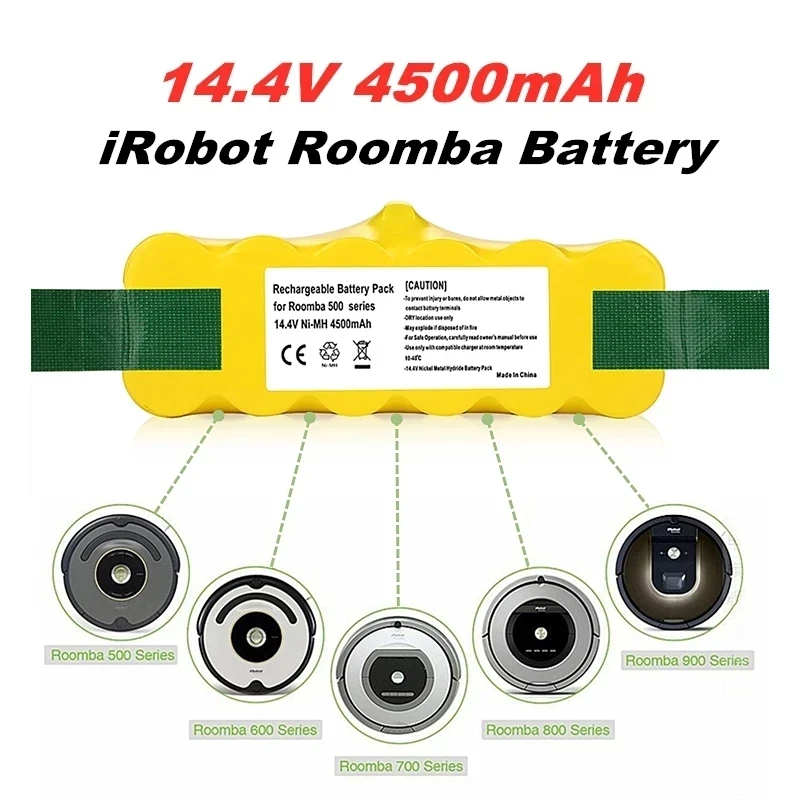 100 % Süpürgesi 18650 Li-ion 14.4 V 9500Mah Robot Roomba Elektrikli Süpürge 500 530 570 580 600 630 650 700 şarj edilebilir pil