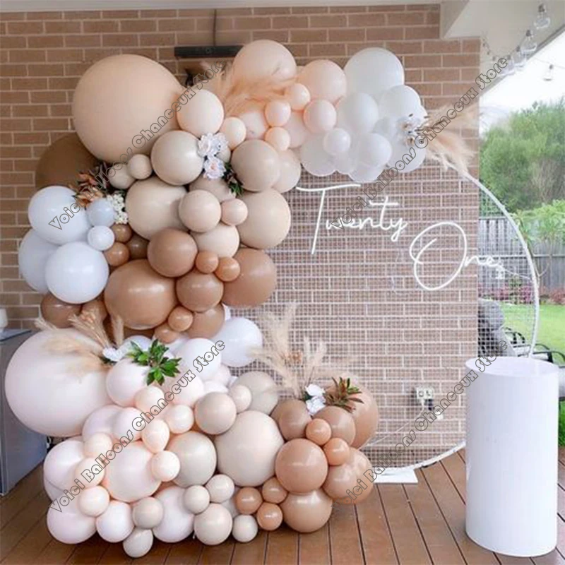 108 ADET Beyaz Çift Kayısı Çift Krem Şeftali Kakao Lateks Balonlar Düğün Nişan Parti Bebek duş Süslemeleri
