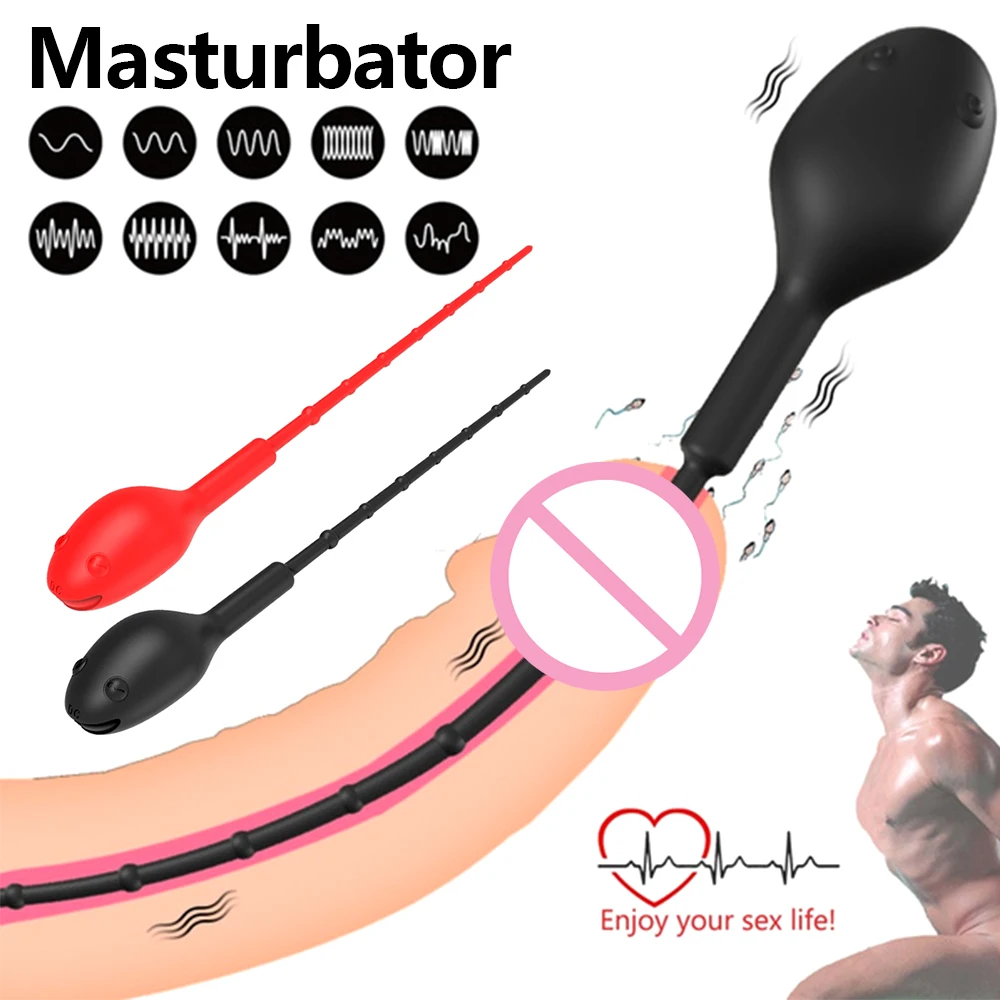 12 Hızları Penis Üretral Fiş Vibratör Erkekler İçin Üretra Dilatörler Ses prostat masaj aleti Butt Plug Erkek Masturbator Erotik Oyuncaklar