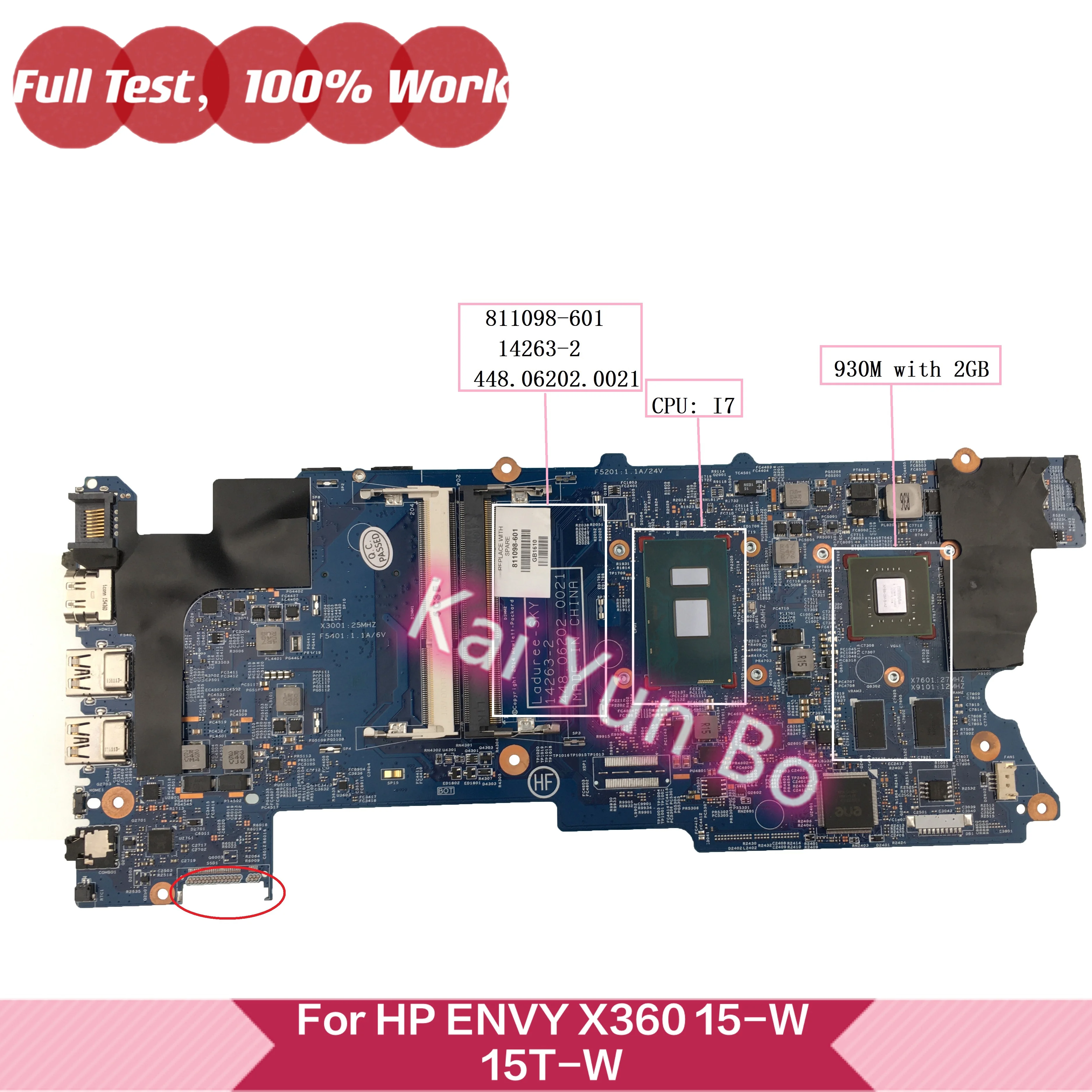 14263-2 Hp Envy X360 15-W155NR M6-W105DX 15-BK M6 Laptop Anakart 811098-601 811098-501 811098-001 930M / 2GB ı7-6500U