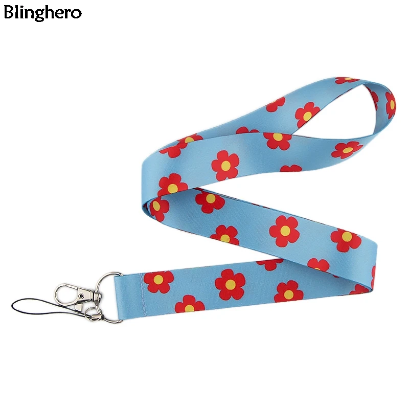 20 adet / grup Blinghero Çiçek Boyunluklar Tuşları Sevimli Telefon Boyun Askısı Asmak Halat Bitki KİMLİK Rozetleri Tutucular Anahtarlıklar Boyunluklar BH0166