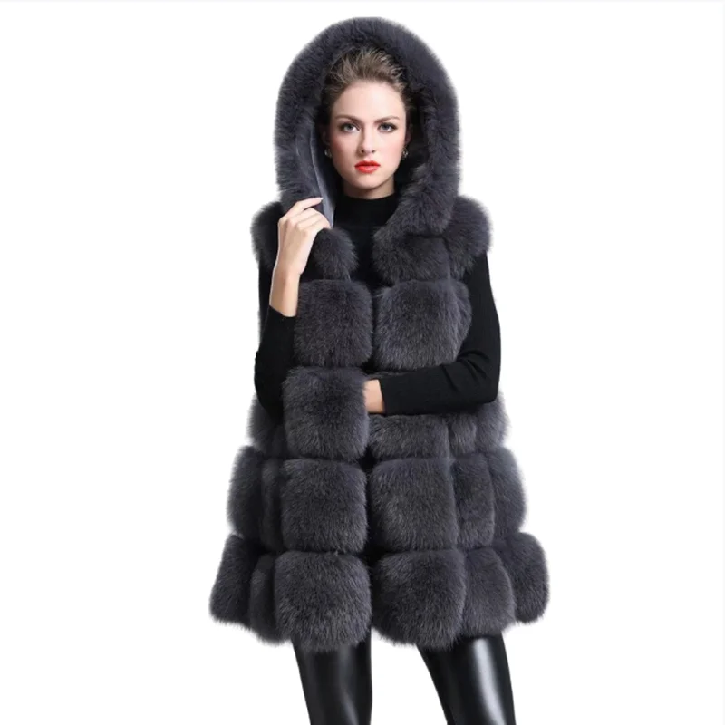 2021 Kış Kadın Kürk Palto Kalın Sıcak Faux fox kürk Palto Kolsuz yelek Faux Kürk Ceket Lüks Kadın Kış Giyim