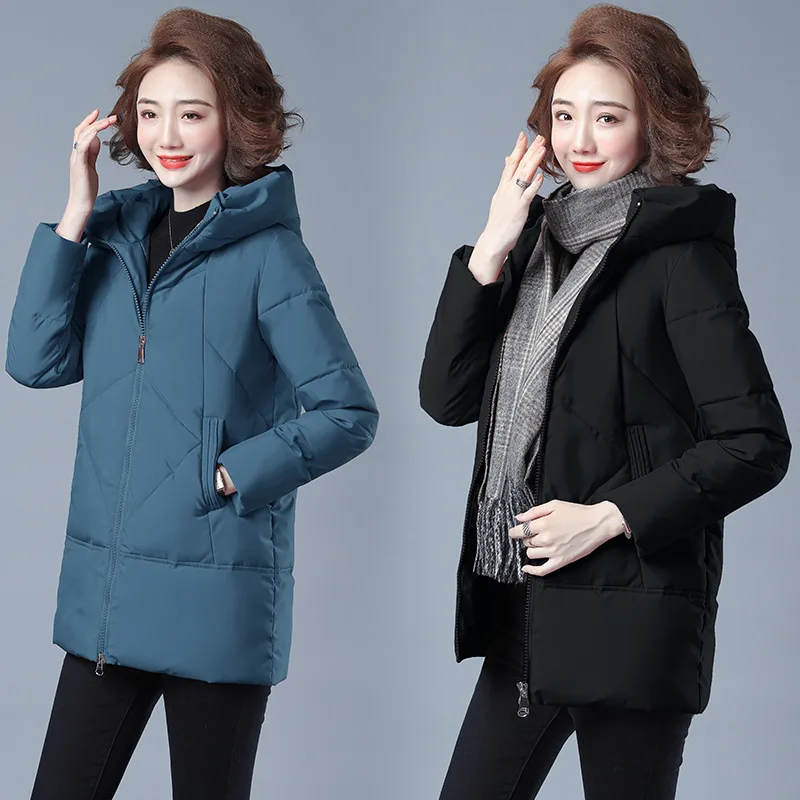2021 Yeni Kış iç astarlı ceket Kadın Kalın Kapşonlu Pamuklu Ceket Kadın Orta Uzunlukta İnce Sıcak Ceket kadın Giyim