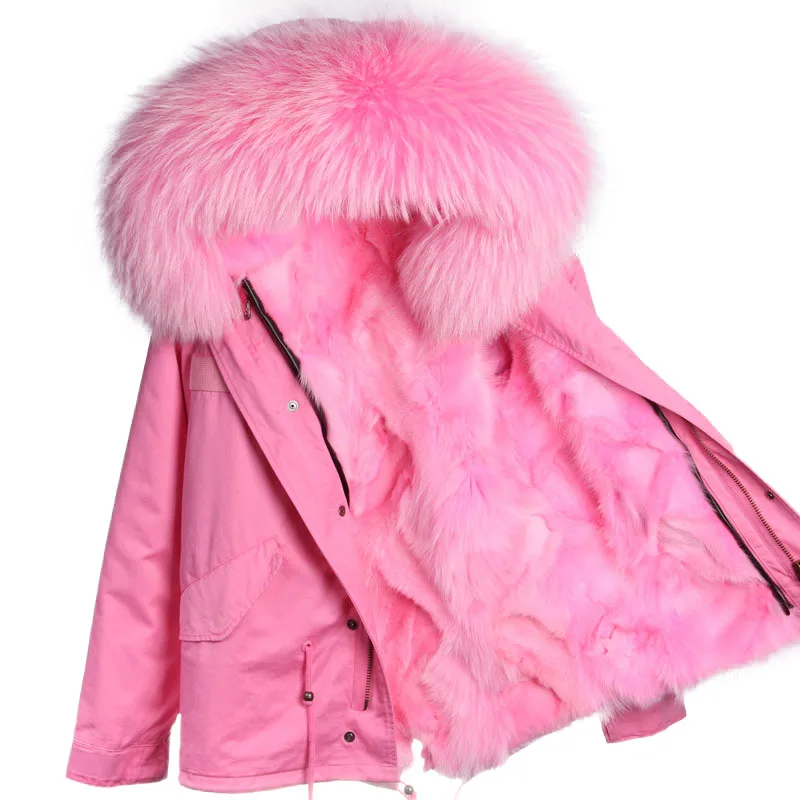 2022 yeni Moda Kadınlar kalın sıcak kış ceket gerçek Tilki kürk astarlı Rakun kürk yaka ile kış Lüks kürk ceket