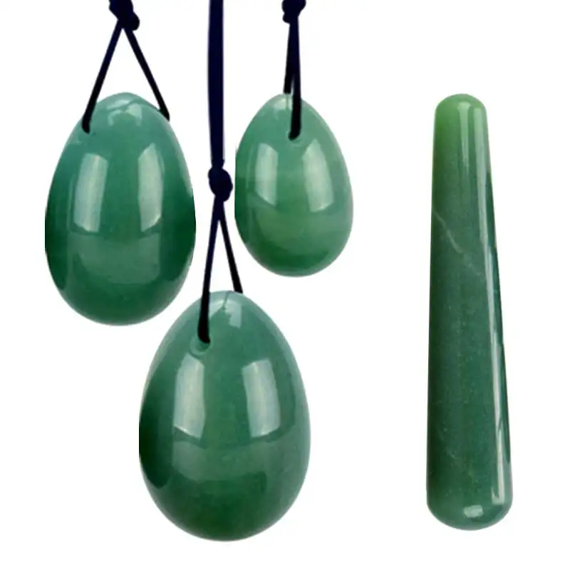 3 adet Doğal Yeşil Yeşim Yoni Yumurta Kristal Yumurta Taş Yumurta Kegel Egzersiz Vajinal Topları Vajinal Egzersiz Pelvik Masaj Kuvars Topu
