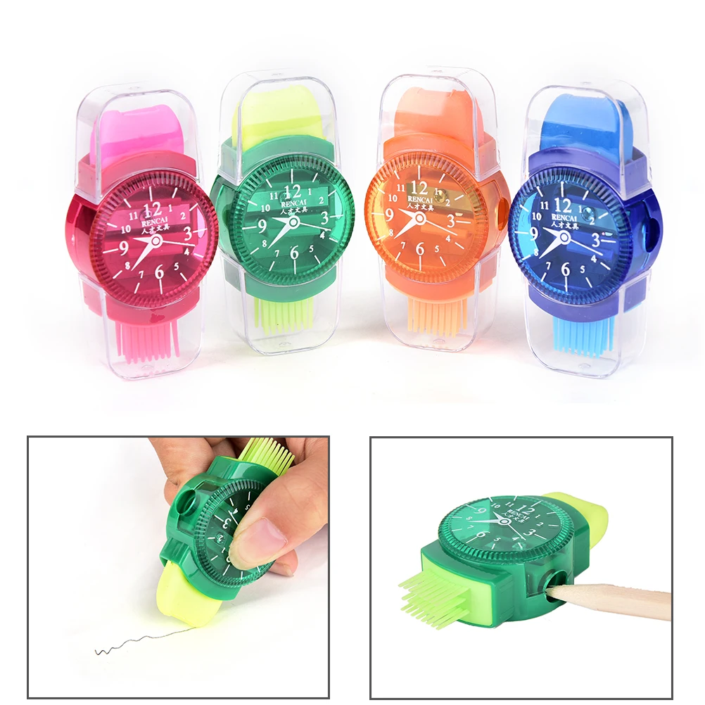 3 İn 1 Mini Yenilik Kol Saati Modelleme Kalemtıraş Silgi Ve Fırça İle Okul Kırtasiye Malzemeleri Renk Rastgele