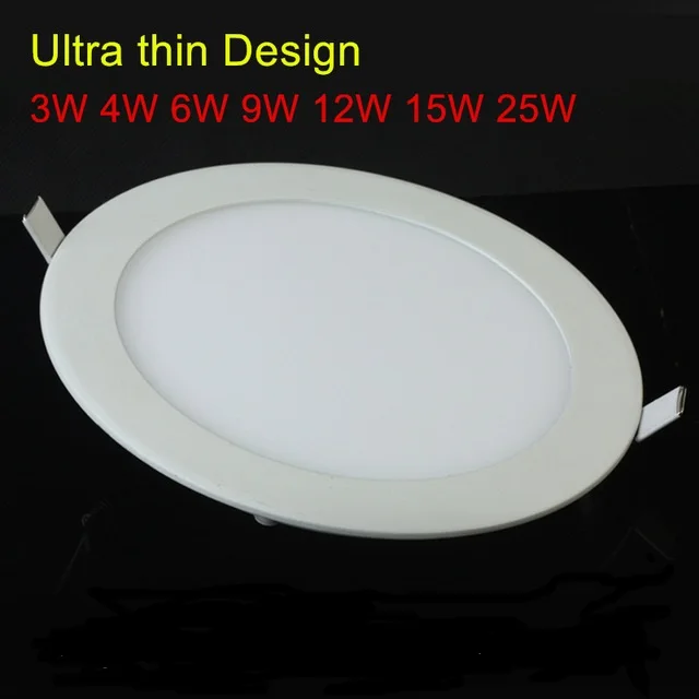 3 W 4 W 6 W 9 W 12 W 15 W 25 W Ultra ince LED panel aydınlatma Gömme LED tavan lambası 85-265 V Sıcak / Soğuk Beyaz kapalı ışık, 1 adet