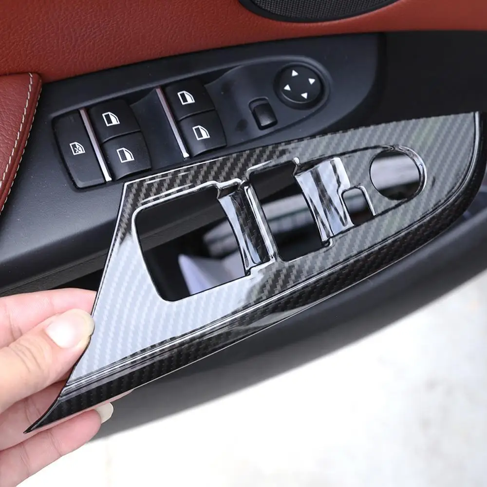 4 adet Karbon Fiber Stil ABS Plastik Çıkartmalar Pencere Kaldırıcı Anahtarı düğme kapağı Trim için BMW X3 X4 2011-2017 Modelleri Aksesuarları