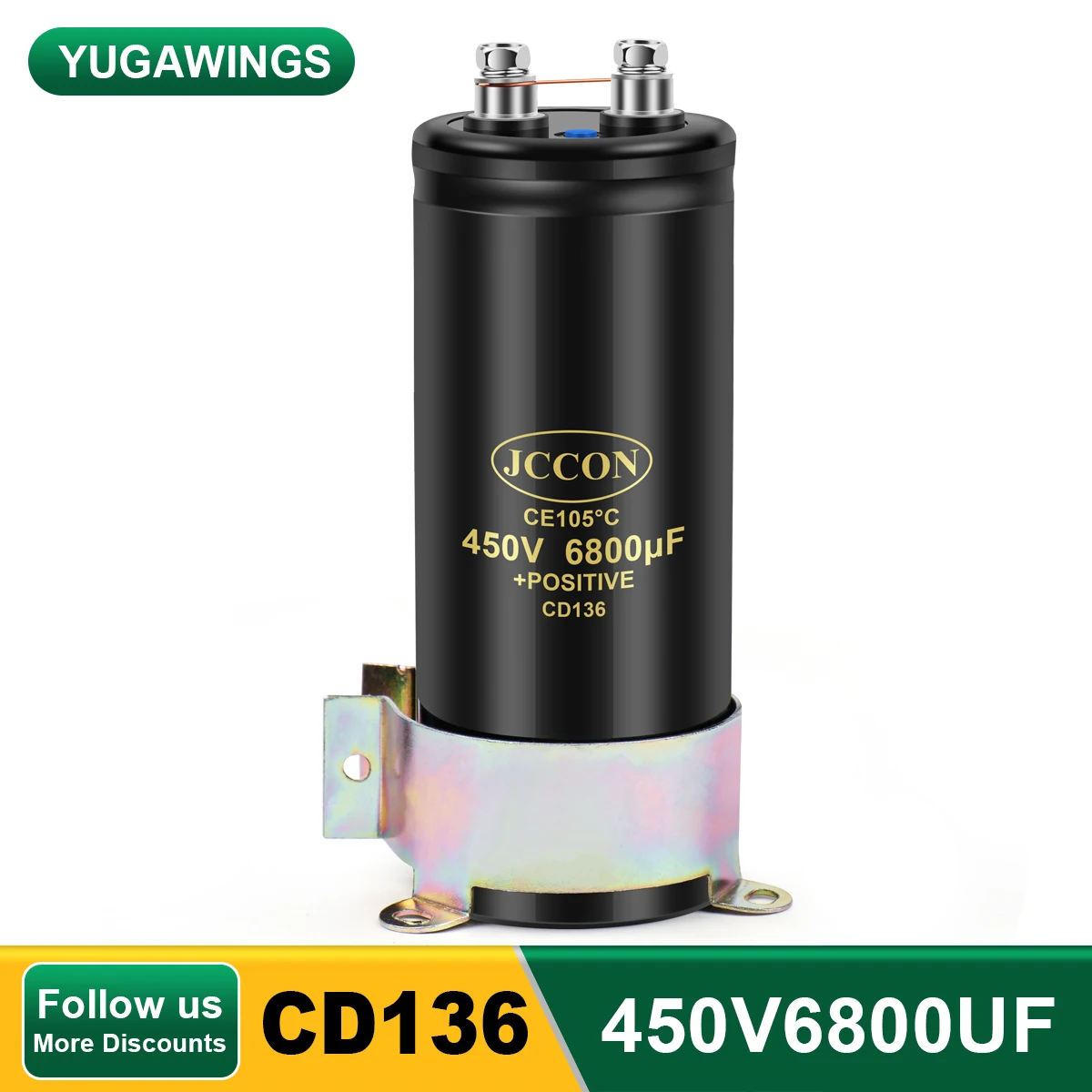 450V6800UF 76x160 MFD Alüminyum Vidalı Ses Filtreleme elektrolitik kondansatör 105℃ JCCON CD136 Cıvata Kapasitörler 6800UF