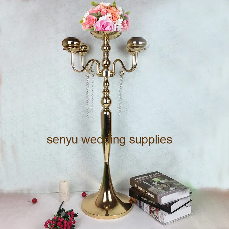 5 Kafaları Metal Şamdan Şamdan mumluklar Standları Düğün Masa Centerpieces Çiçek Vazolar Yol Kurşun Parti Dekorasyon