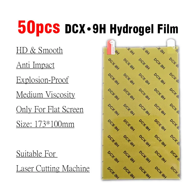 50 Adet DCX 9H Anti Patlamaya dayanıklı Film lazer kesme makinesi Şeffaf koruyucu film Anti-Scratch Düz Telefon Ekran