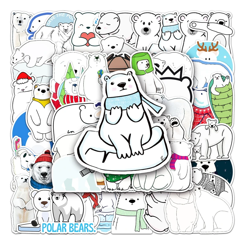 50 adet Kutup ayısı Etiketler çıkartması scrapbooking dıy pasters ev dekorasyon telefonları dizüstü su geçirmez karikatür 