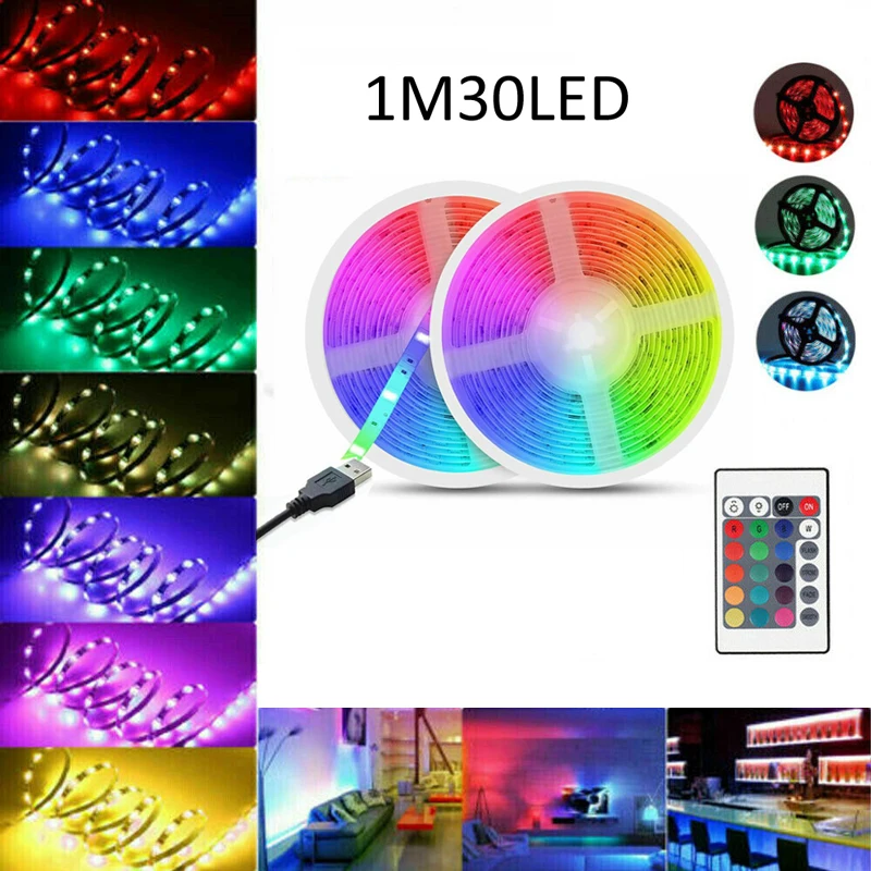 5050 Rgb 30 Led şerit ışıklar renk değiştiren bant kabine altında ev banyo mutfak aydınlatma için