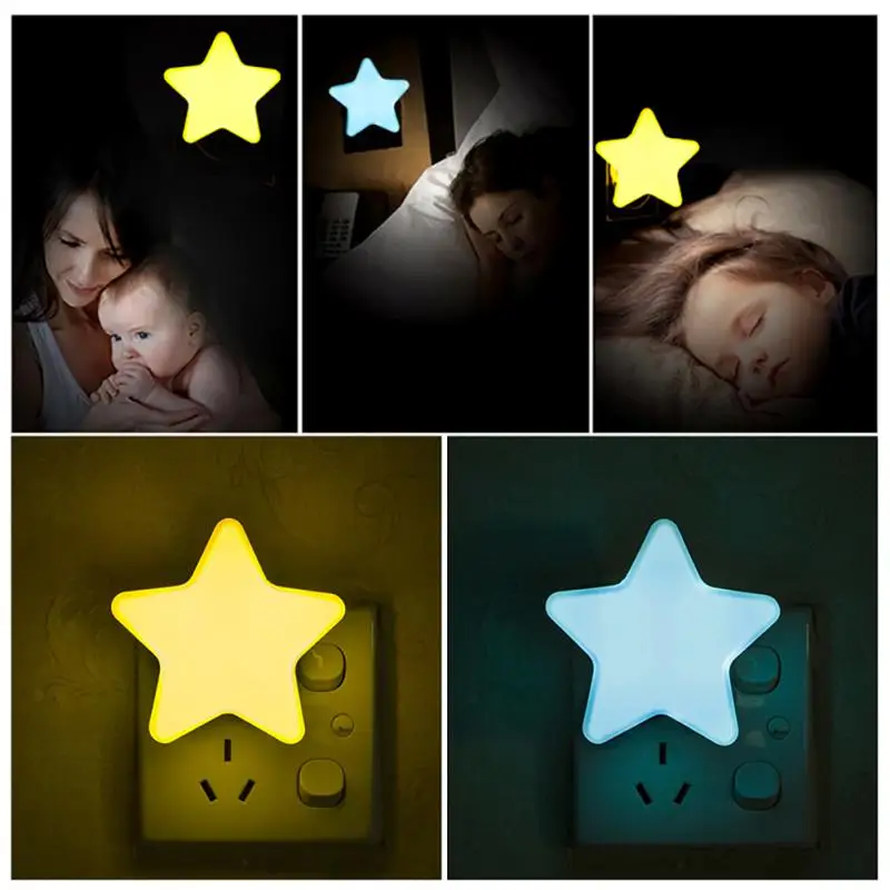 85% SATILIK Yıldız Gece Işık ABD/AB Tak Akıllı LED Duvar Lamba Işık Kontrol Çocuklar Yatak odası Çizgi film Dekor Acil Koridor Merdiven Lamba