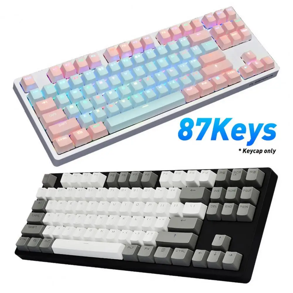 87 Adet/takım klavye tuş renk eşleştirme yüksek kaliteli ışık geçirmez PBT mekanik klavye klavye için kiraz klavye