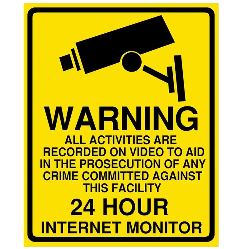 9. 8x7. 8cm Uyarı Etiketi PVC Kamera alarm etiketi Su Geçirmez Güneş Koruyucu Ev CCTV Video Gözetim Güvenlik Çıkartma İşaretleri