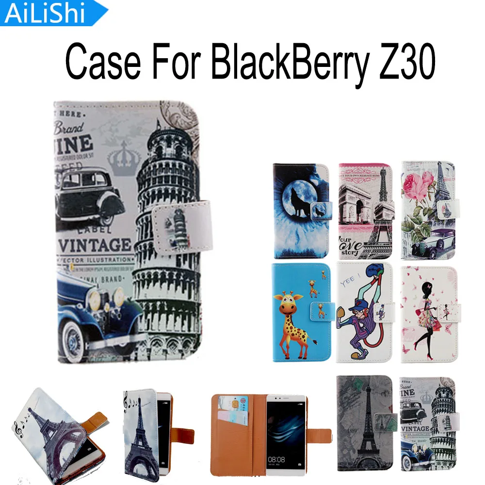 AiLiShi Yeni Gelmesi Karikatür Flip kart tutucu Koruyucu arka kapak Cilt Kılıfı PU Deri Kılıf BlackBerry Z30 telefon kılıfı