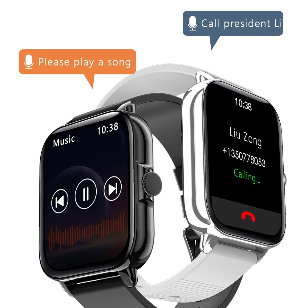 Akıllı saat 1.9 İnç Ekran Erkekler Bluetooth Çağrı AI Ses Parça müzik kontrol cihazı Kalp Hızı Spor Spor A5 Bilezik Android IOS İçin