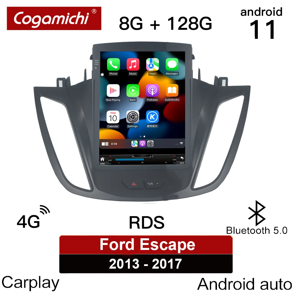 Android 11 Tesla Tarzı Araba Oyuncu Carplay Multimedya Ford Escape 2013 İçin 2014 2015 2016 2017 Araba Radyo GPS Navigator Araba Cihazı