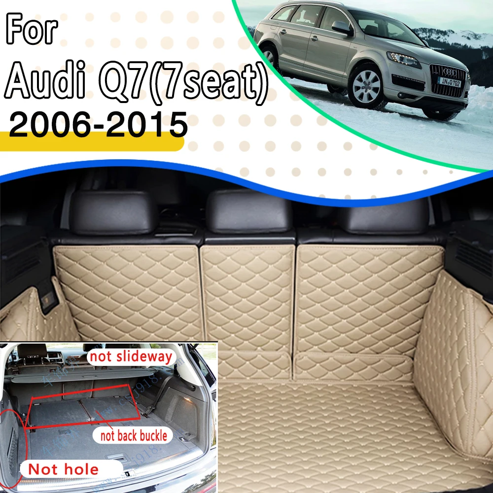 Araba Arka gövde mat Audi Q7 4L MK1 2006 ~ 2015 7 Koltuk Su Geçirmez Voiture Adanmış Araba Gövde Paspaslar Araba gövde mat Araba Aksesuarları