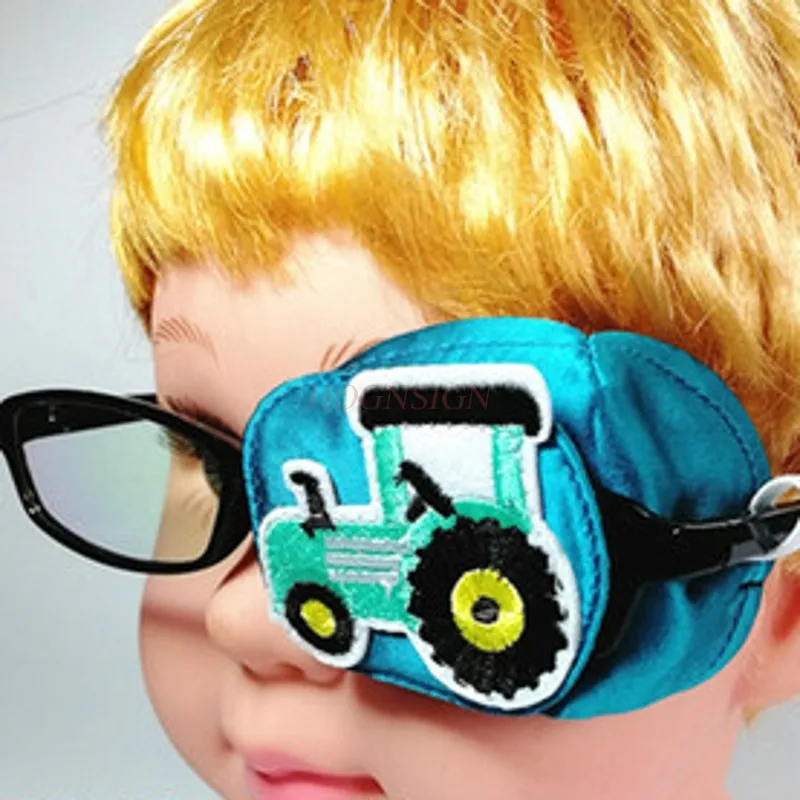 Araba karikatür ambliyopi 3D stereo tek göz maskesi dut ipek düzeltme şaşılık tam kapak gölgeleme göz bandı yıkanabilir