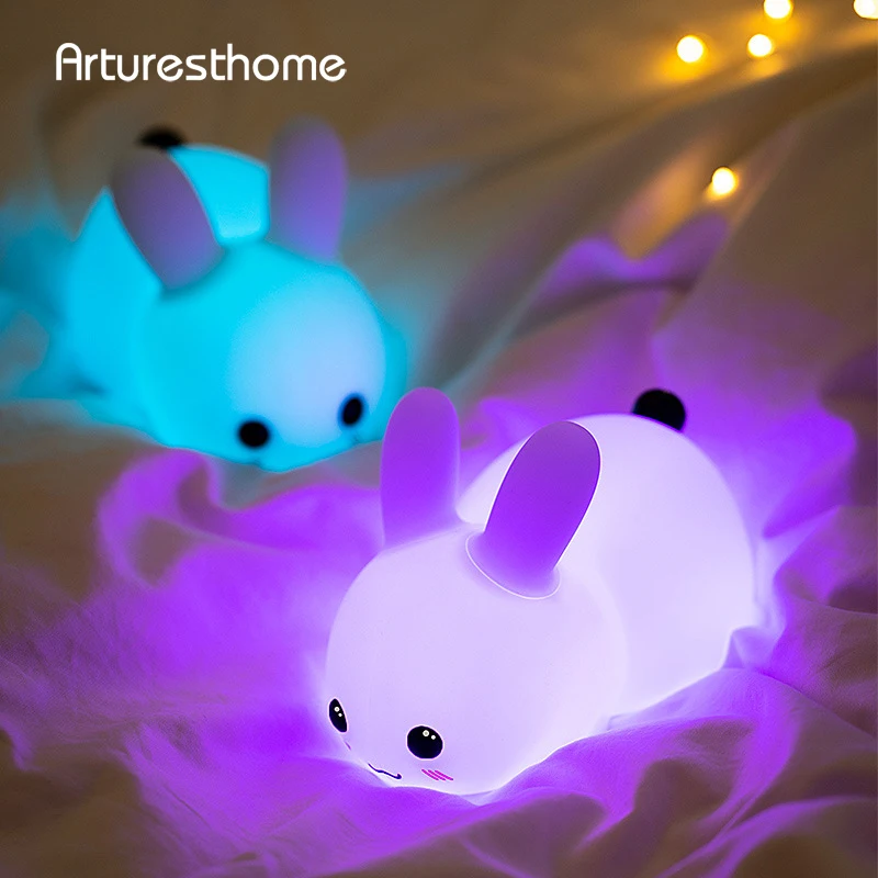 ARTURESTHOME sevimli tavşan gece ışıkları dokunmatik hayvan lambaları hediye için çocuk çocuk bebek dim uyku gece lambası 5 V USB şarj
