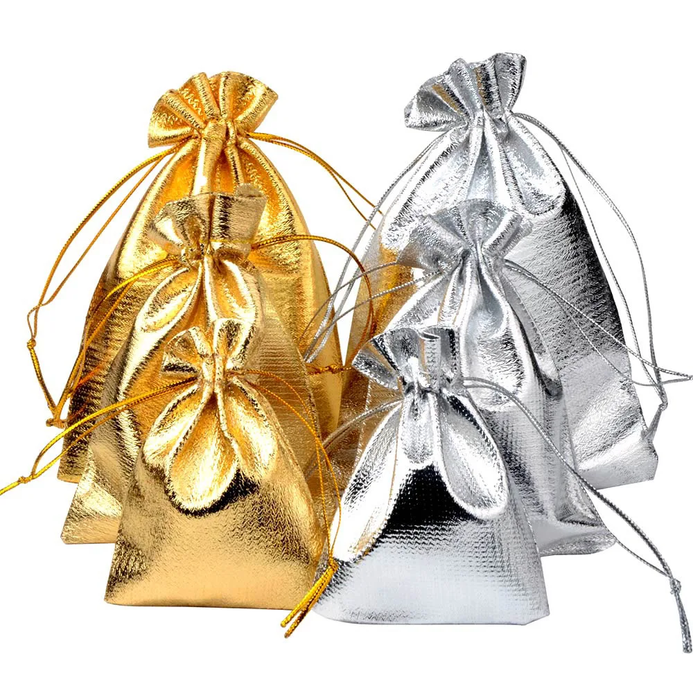 Ayarlanabilir Takı Ambalaj gümüş / altın renk ipli Kadife çanta, Düğün hediye keseleri ve Torbalar