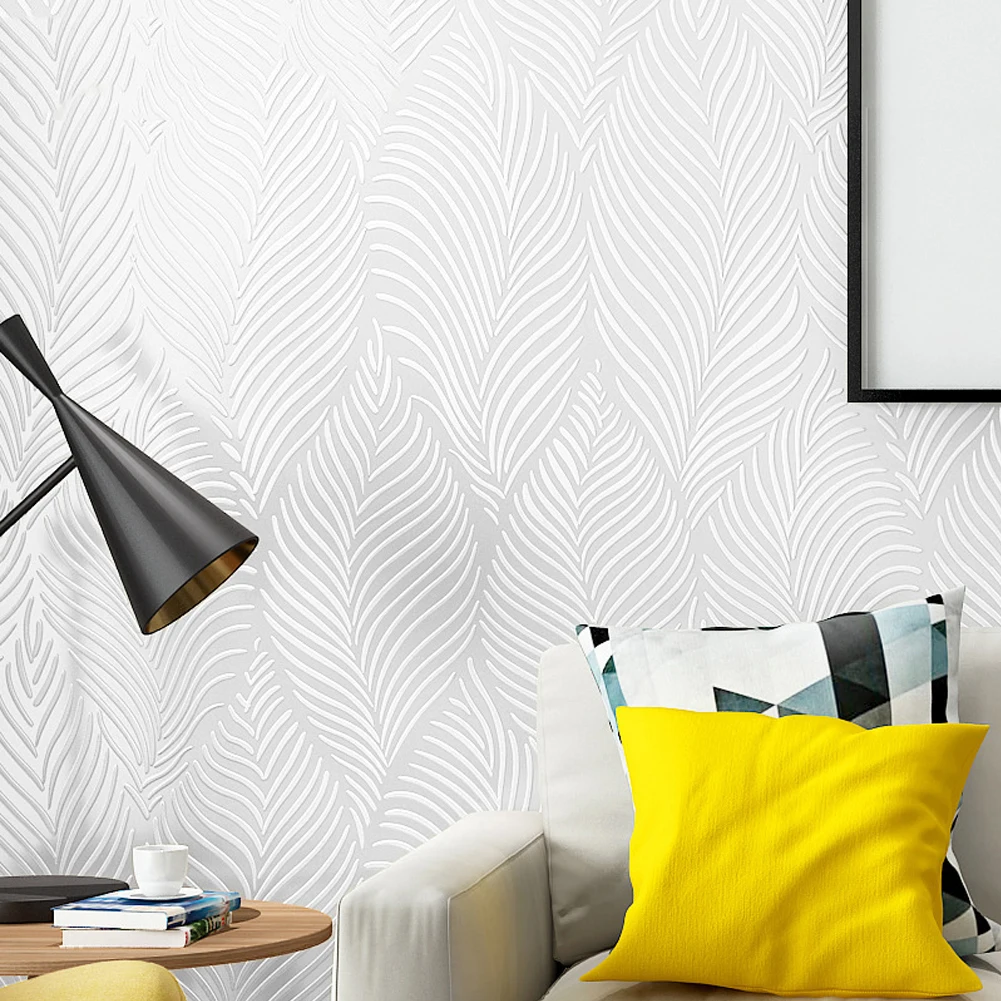 Beyaz Tüy Duvar Kağıdı 3D Geometrik İskandinav Modern Minimalist Oturma Odası TV Arka Plan duvar kağıdı Ev Dekor
