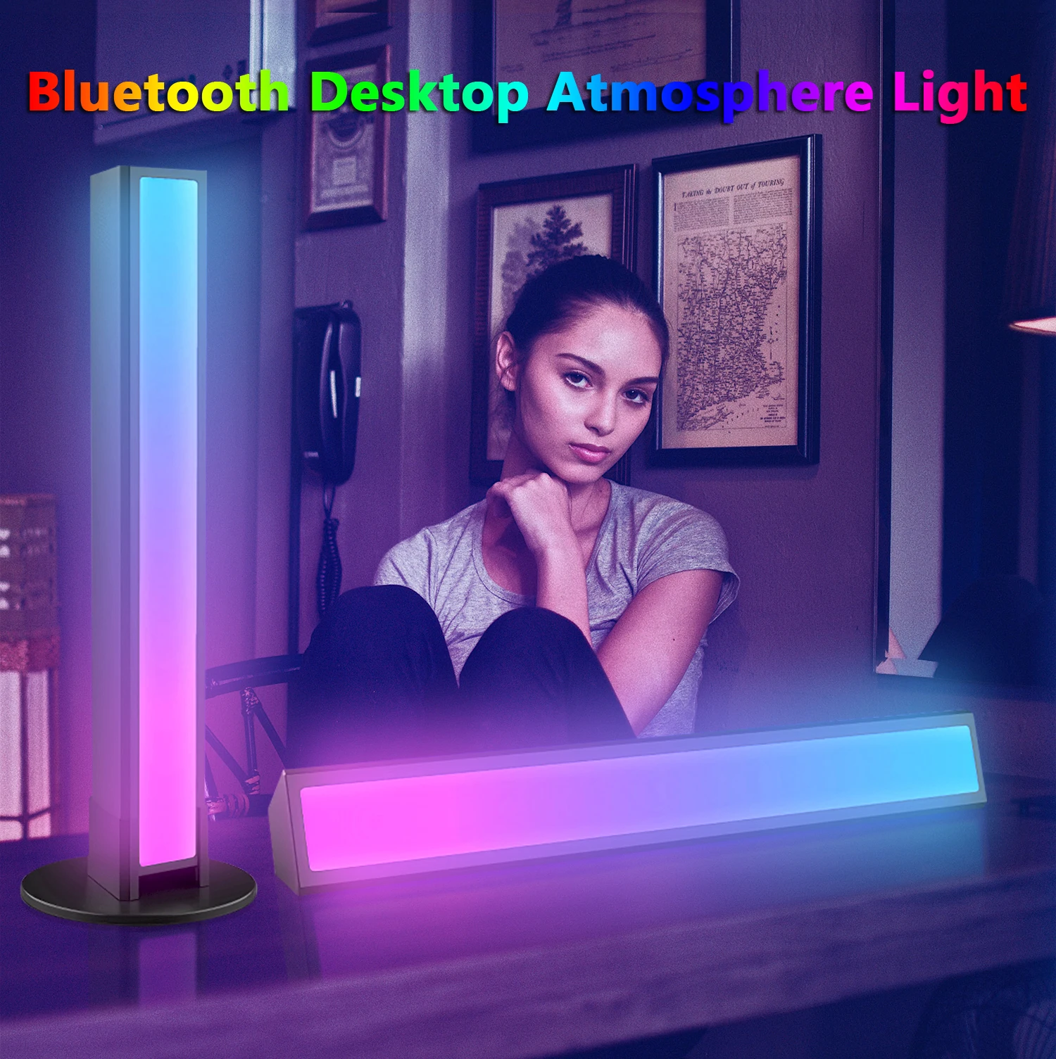 Bluetooth Masaüstü atmosfer ışığı LED Zemin Lambası Kapalı Başucu Gece ışık şeridi Oturma Odası RGB Aydınlatma Dekor APP Kontrolü