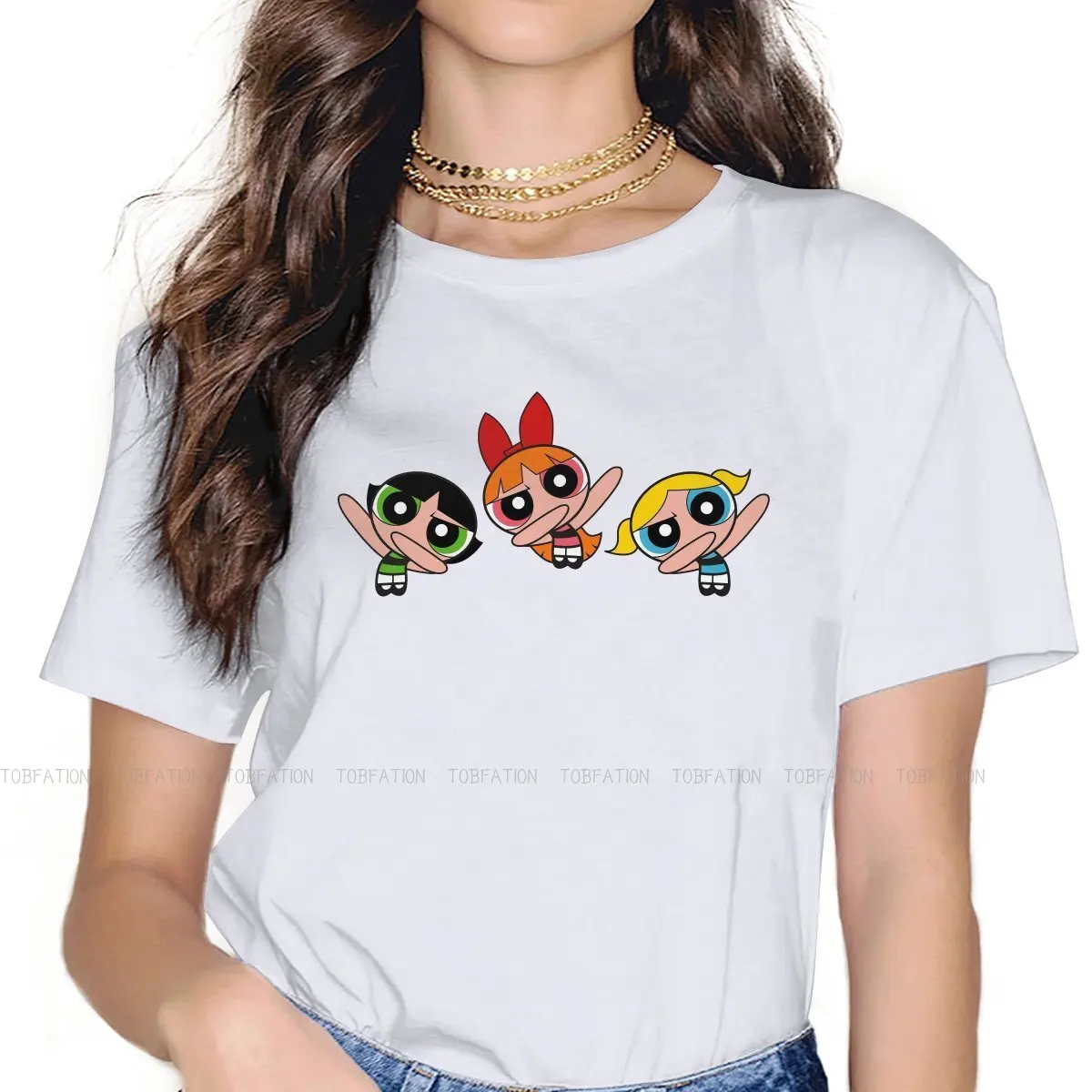 Dans Tatlı Kız Kadın T-Shirt Güç Puf Kız Karikatür 5XL Blusas Harajuku Rahat Kısa Kollu Vintage Boy Tops