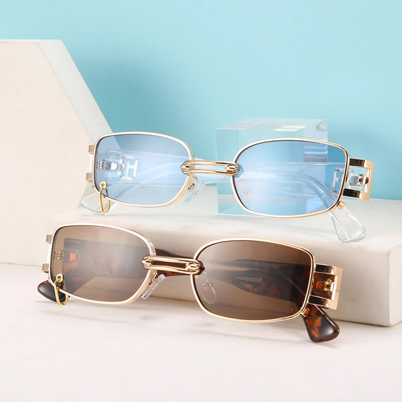 DOİSYER 2021 Yeni moda metal kare çerçeve güneş gözlüğü erkekler anti-UV güneş gözlüğü