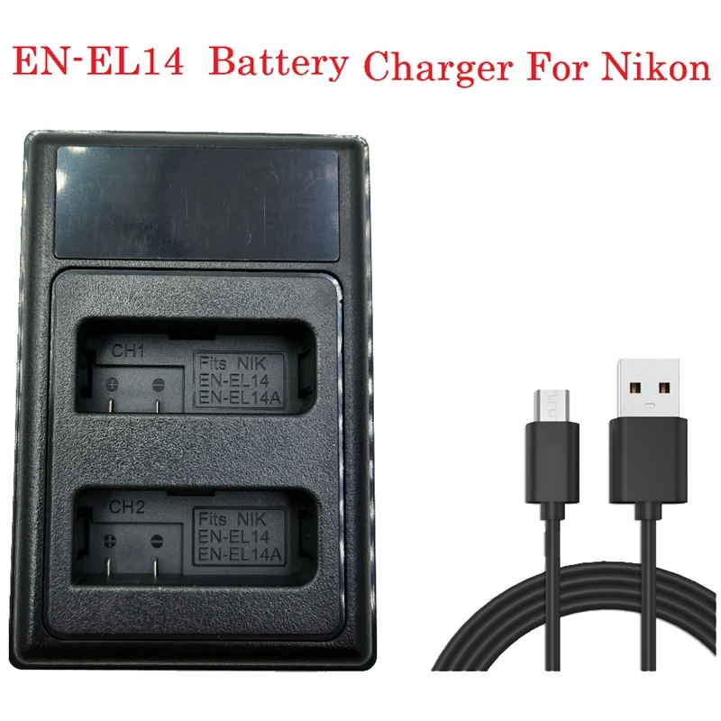 EN-EL14 LCD USB Çift Pil Şarj Nikon D3100 D3200 D3300 D5100 D5200 D5300 Kamera EN-EL14A Şarj