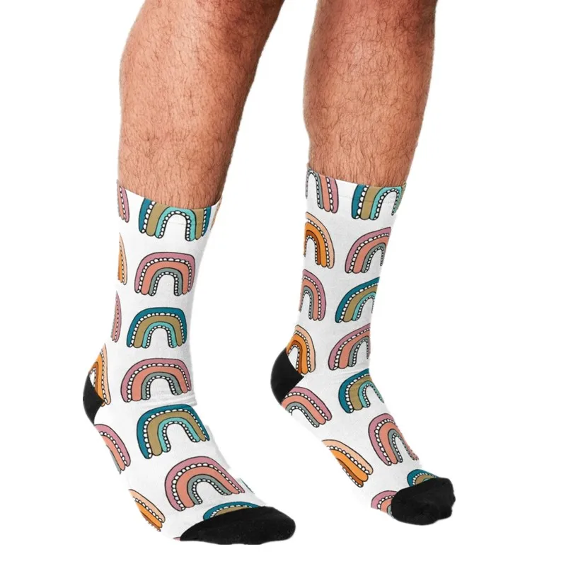 Erkek komik çoraplar Tombul Gökkuşağı Karikatür Çorap harajuku Erkekler Mutlu hip hop Yenilik sevimli erkek Ekip Rahat Çılgın Çorap erkekler için
