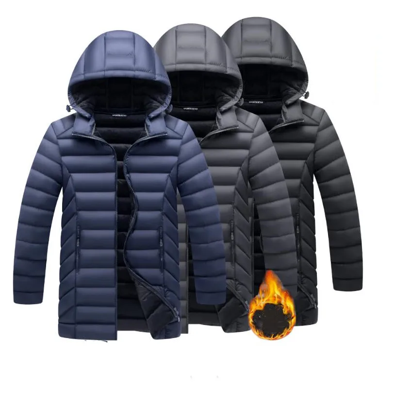 Erkekler 2022 Kış Yeni Rahat Sıcak Kalın Ceketler Parkas Erkekler Dış Giyim Moda Cepler Rüzgar Geçirmez Şapka Parka Ceket Sıcak