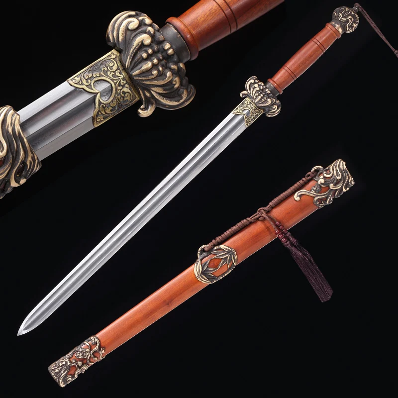 Ev Dekor El Yapımı Hediye Kılıç Çin Min Hanedanı Tarzı Kılıç Pirinç Uydurma Damacus tam tang Bıçak Cosplay Kılıç