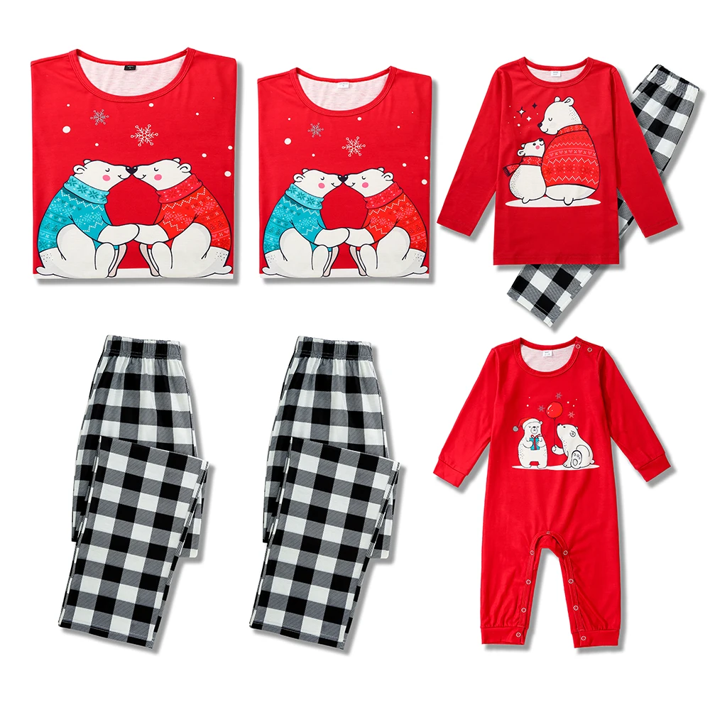 Eşleşen Noel Pijama Çocuklar Kızlar için Çocuk Pijama Giyim Kardan Adam Baskı Kırmızı Noel PJS Kadın Pijama Giyim Setleri