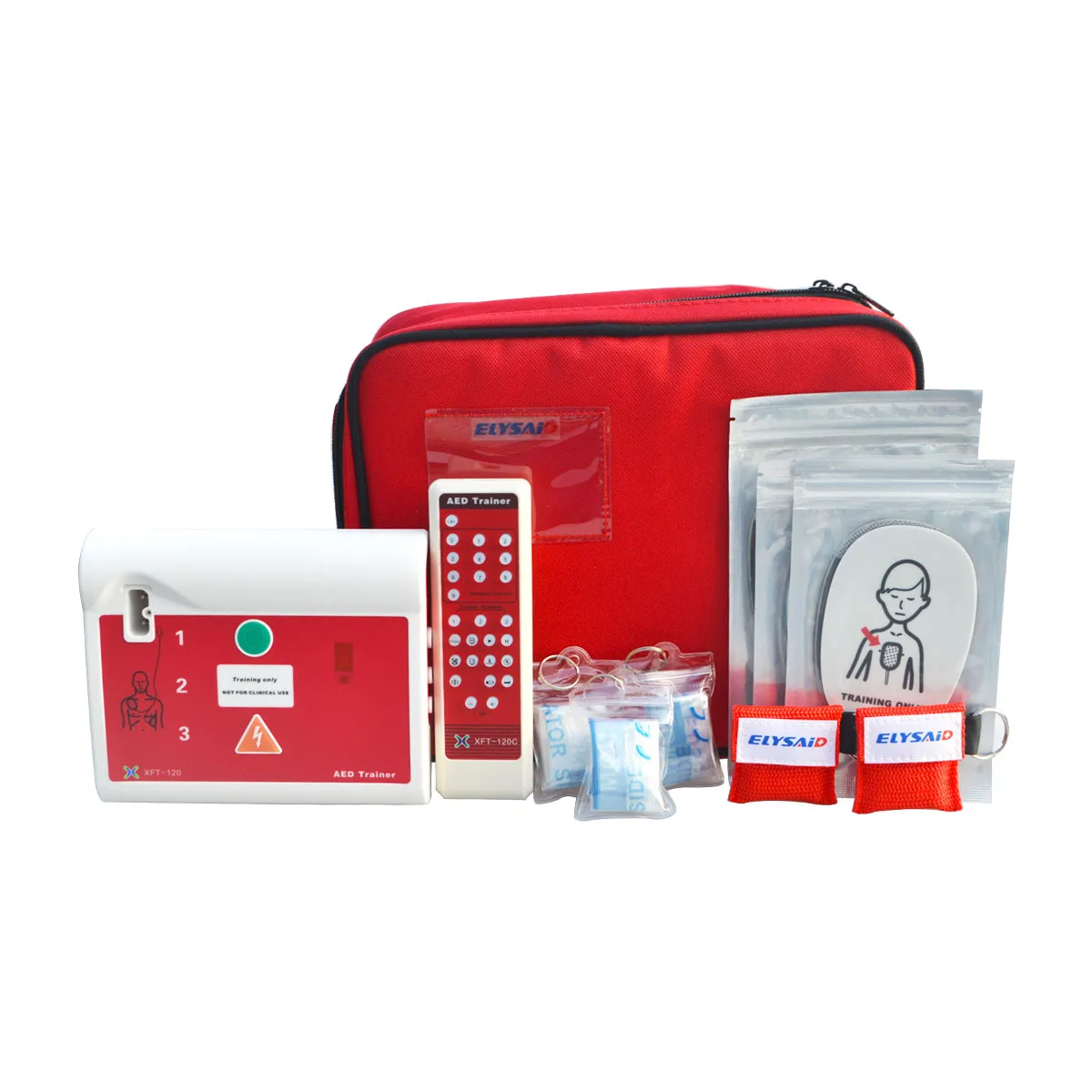 Fransızca ve İngilizce Otomatik Harici Defibrilatör AED Eğitmen Kardiyopulmoner Resüsitasyon Eğitim Ilk Yardım Cihazı + CPR Maskesi