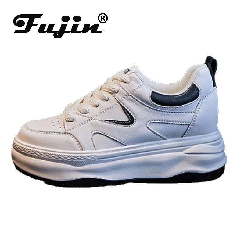 Fujin 7 cm Hakiki Deri Platformu Kama Rahat Nefes Kadın Rahat Tıknaz Sneakers Bahar Sonbahar Moccasins vulkanize Ayakkabı