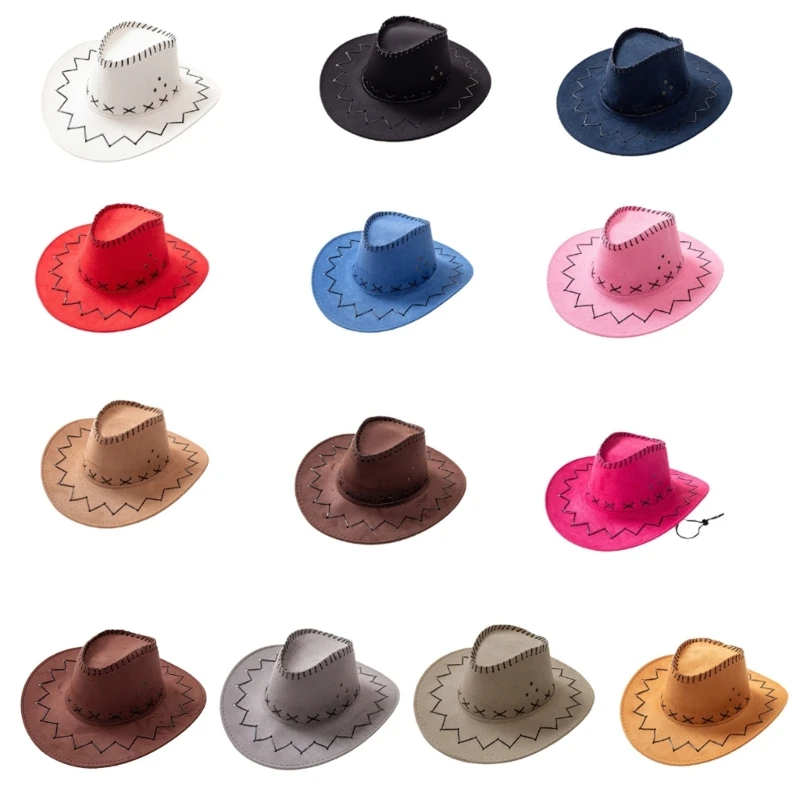 Geniş Ağız Caz Şapka kovboy şapkası Ebeveyn-çocuk Süet Cowgirl Şapka Festivali Parti için