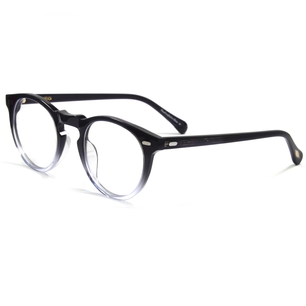 Gregory Peck Gözlük Vintage Anahtar Deliği Asetat Yuvarlak Gözlük Çerçevesi Unisex Şeffaf Şeffaf Daire Jant Reçete Gözlük
