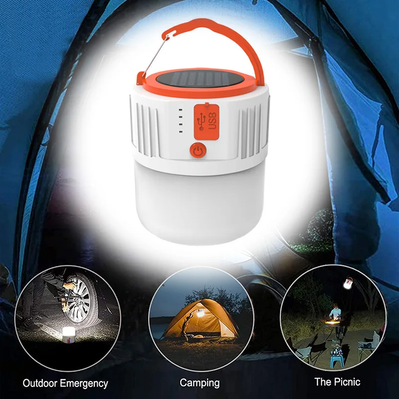 Güneş kamp ışık USB şarj edilebilir led lamba kamp feneri 5 Modları Güç bankası su geçirmez çadır ışığı yürüyüş balıkçılık avcılık için