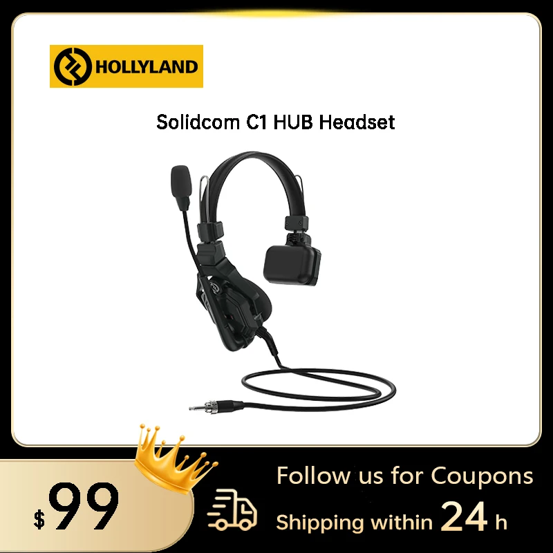 Hollyland Kablosuz İnterkom Sistemi Kulaklık Solidcom C1 3.5 mm Tek Kulak Kablolu Kulaklık HUB için