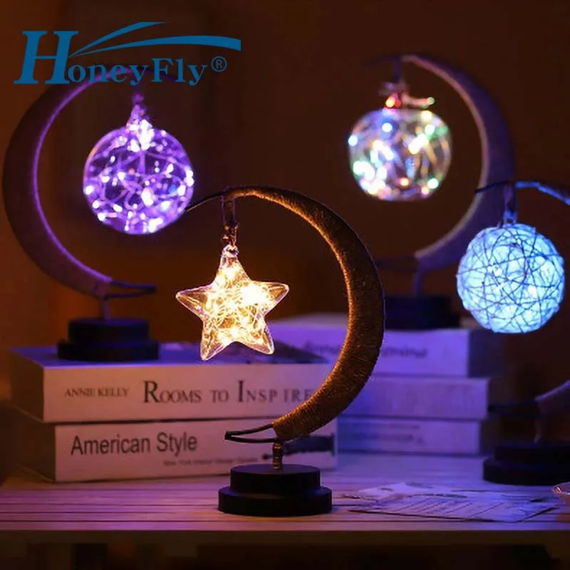 HoneyFly LED gece Lambası Takraw / elma / yıldız dekor masa lambası AA akülü hediye lambası uyku ışık çocuk hediye parti