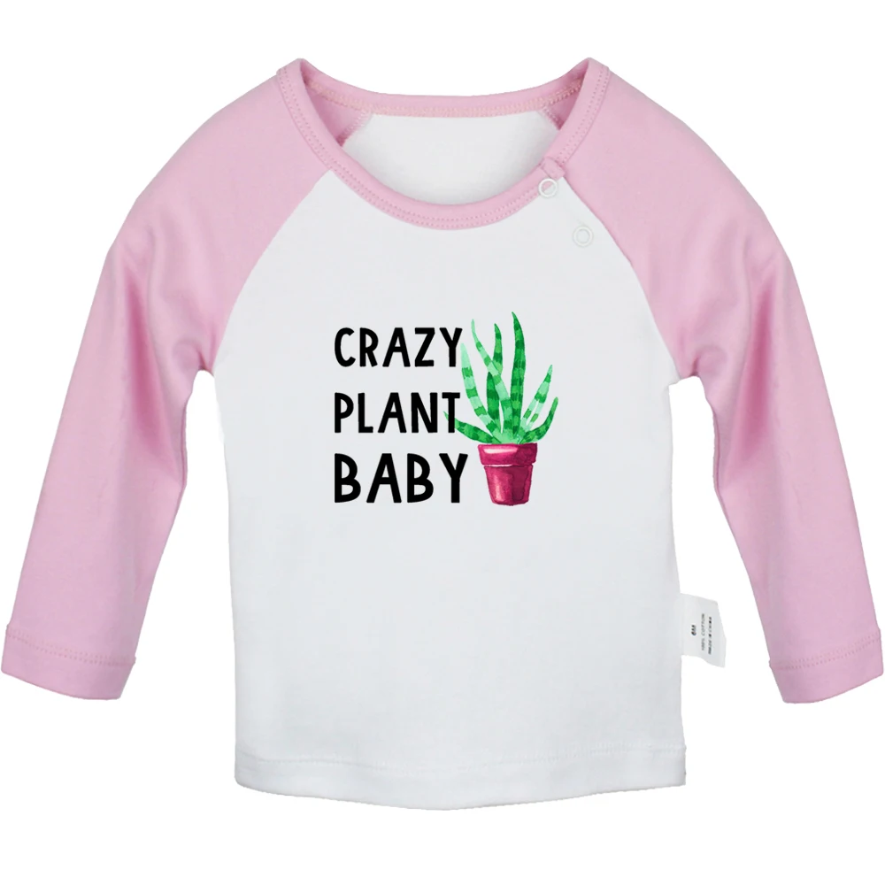 ıDzn Yeni Çılgın Bitki Bebek Baskılı Grafik Sevimli Bebek T-Shirt Çocuklar Uzun Kollu Tees 0-24M Bebek T shirt Erkek Kız Üstleri Giysi