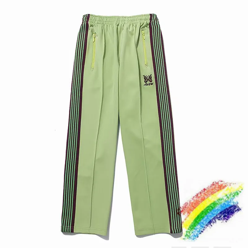 Ihale Yeşil AWGE İğneler Sweatpants Kadın Erkek 1:1 Yüksek Kaliteli AWGE Pantolon Kelebek Nakış Joggers İğneler Pantolon