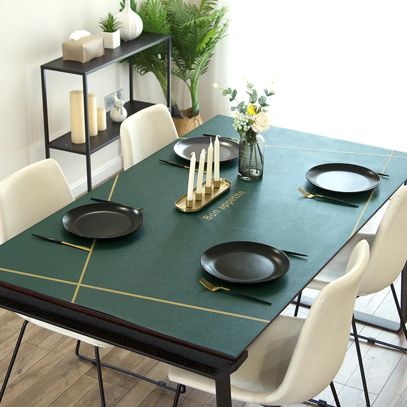 Iskandinav ıns geometrik deri PVC masa örtüsü su geçirmez ısıya dayanıklı yağ geçirmez kahve masa örtüsü mat parti masa dekorasyon