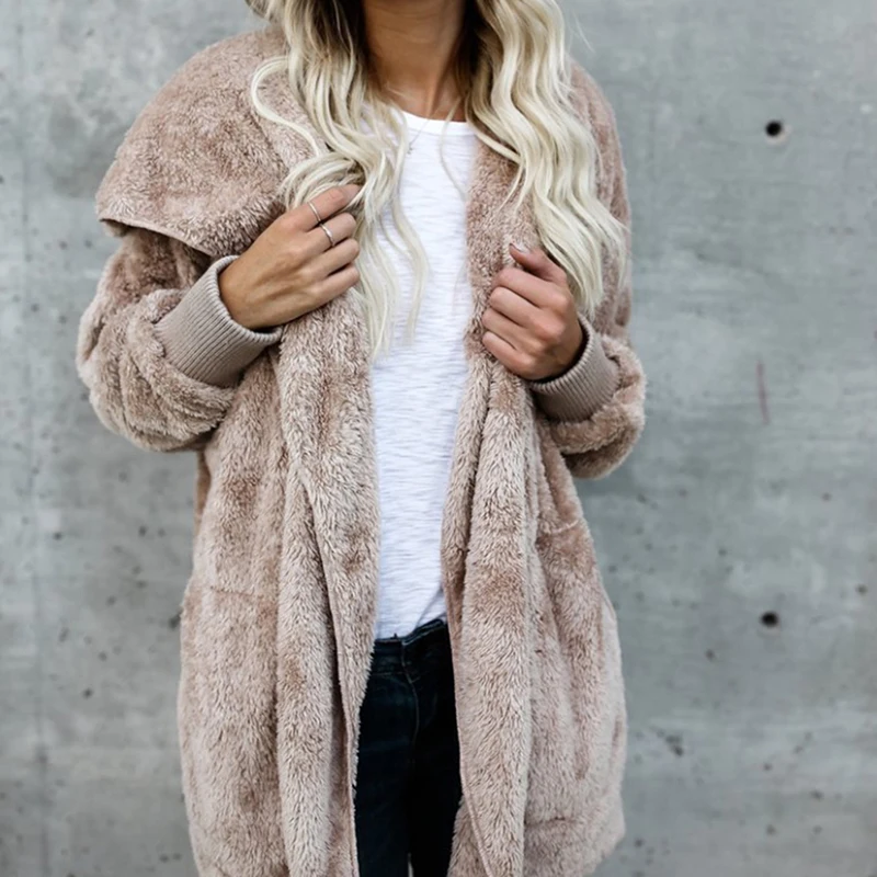 Kadın Ceket Moda Düz Renk Açık Dikiş Kış Ceket Ceketler Kadın Uzun Kollu Moda Rahat Kalınlaşmak Çift Taraflı Mont